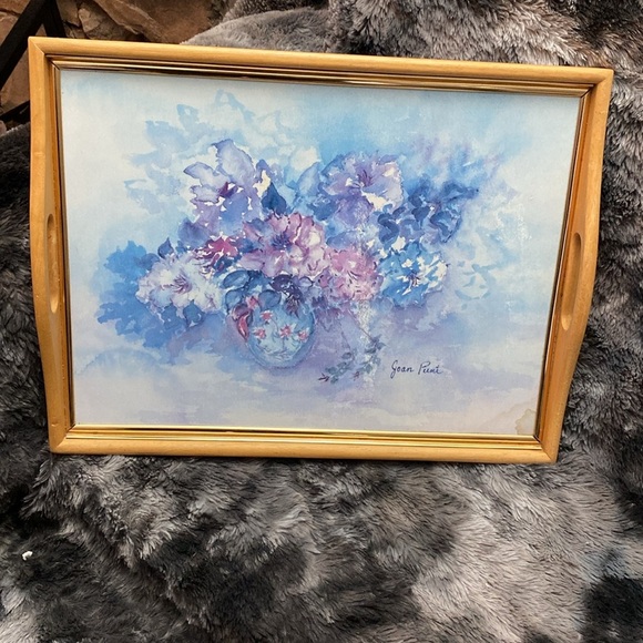Floral Watercolor Art in Wooden Serving Tray made in Vancouver - Picture 12 of 16